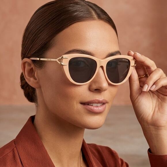 New! Roberto Cavalli SRC031 9LHX Chic Powder Beige Sunglasses, Authentic